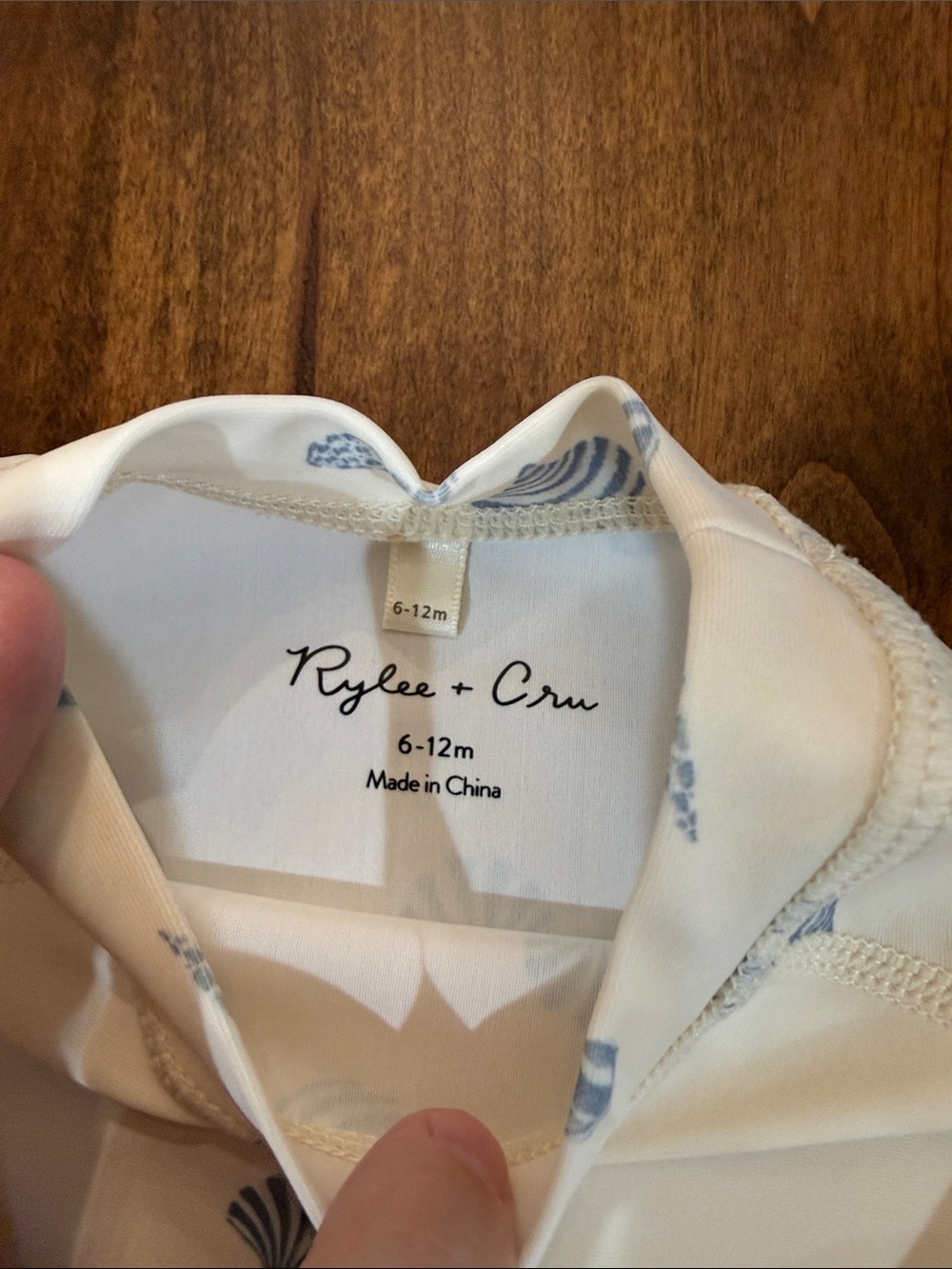 Rylee + Cru Cream Rashguard Set with Blue Shell Print - Picture 3 of 4